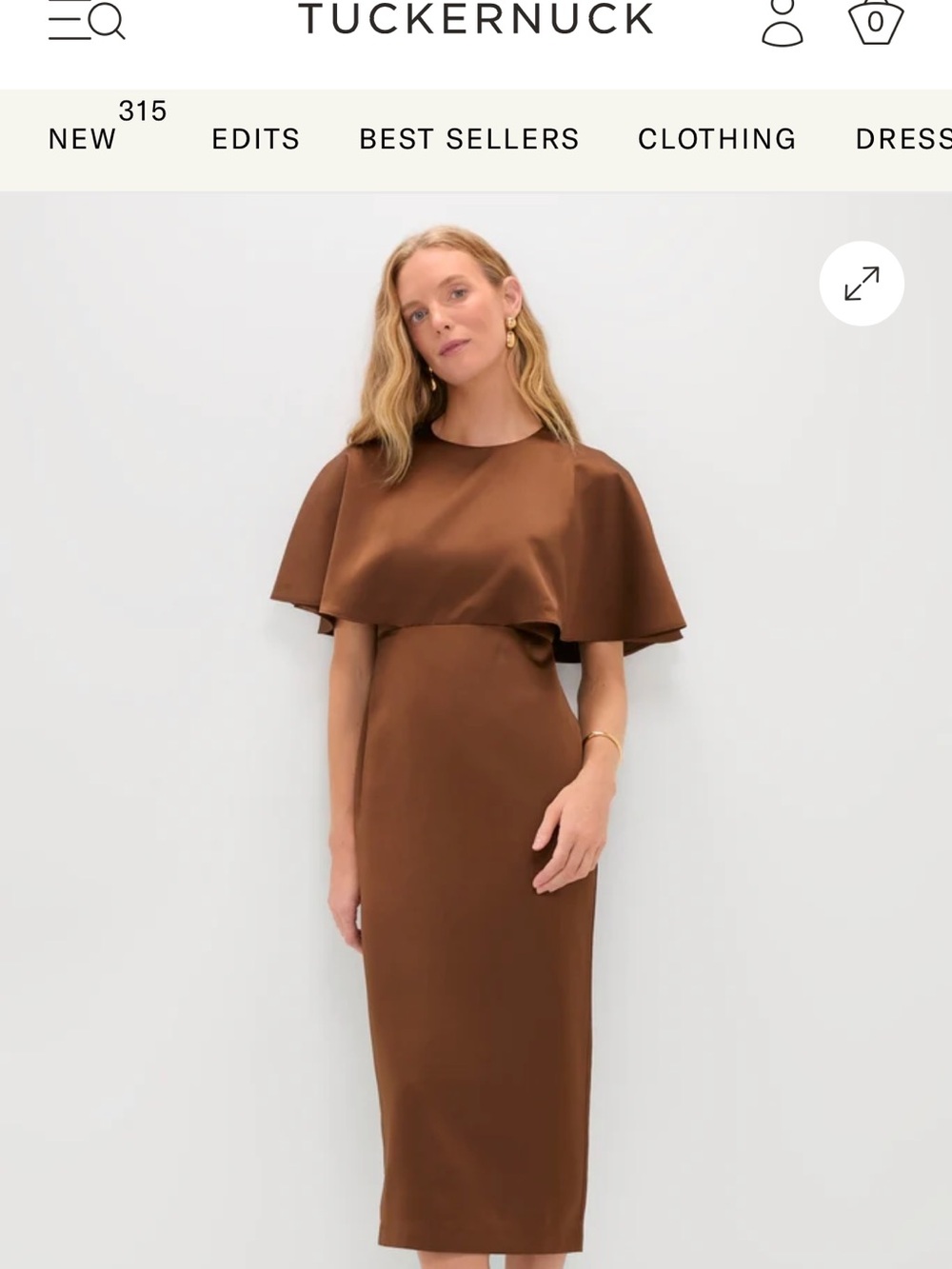 Tuckernuck Chocolate Brown Midi Cape Sheath Dress originally $188